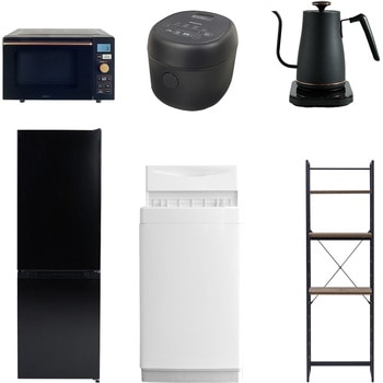 【家電セット】6点セット (6kg洗濯機 157L冷蔵庫 オーブンレンジ 炊飯器 温調ケトル 家電収納ラック) YAMAZEN(山善)