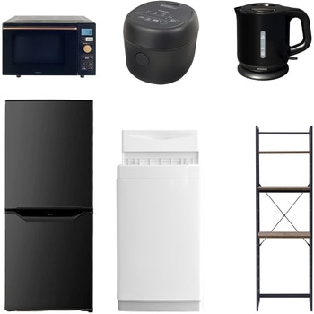 【家電セット】6点セット (6kg洗濯機 106L冷蔵庫 オーブンレンジ 炊飯器 電気ケトル 家電収納ラック) YAMAZEN(山善)