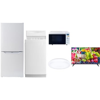【家電セット】5点セット (6kg洗濯機 106L冷蔵庫 オーブンレンジ シーリングライト 32型液晶テレビ) YAMAZEN(山善)
