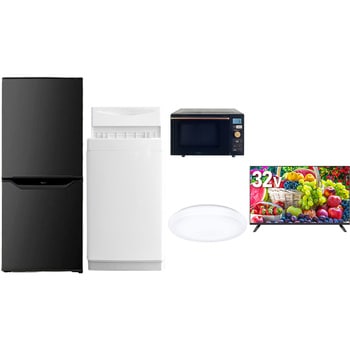 【家電セット】5点セット (6kg洗濯機 106L冷蔵庫 オーブンレンジ シーリングライト 32型液晶テレビ) YAMAZEN(山善)