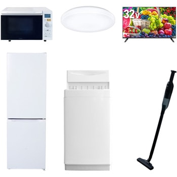 【家電セット】6点セット (6kg洗濯機 157L冷蔵庫 オーブンレンジ シーリングライト 32型液晶テレビ 軽量クリーナー) YAMAZEN(山善)