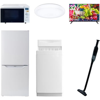 【家電セット】6点セット (6kg洗濯機 106L冷蔵庫 オーブンレンジ シーリングライト 32型液晶テレビ 軽量クリーナー) - YAMAZEN(山善)