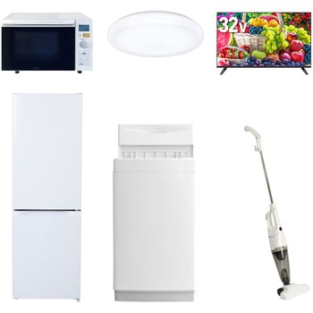 【家電セット】6点セット (6kg洗濯機 157L冷蔵庫 オーブンレンジ シーリングライト 32型液晶テレビ スティッククリーナー) YAMAZEN(山善)