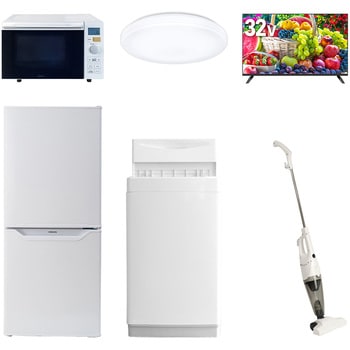 【家電セット】6点セット (6kg洗濯機 106L冷蔵庫 オーブンレンジ シーリングライト 32型液晶テレビ スティッククリーナー) YAMAZEN(山善)