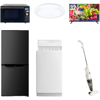 【家電セット】6点セット (6kg洗濯機 106L冷蔵庫 オーブンレンジ シーリングライト 32型液晶テレビ スティッククリーナー) YAMAZEN(山善)