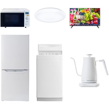 【家電セット】6点セット (6kg洗濯機 106L冷蔵庫 オーブンレンジ シーリングライト 32型液晶テレビ 温調ケトル) YAMAZEN(山善)