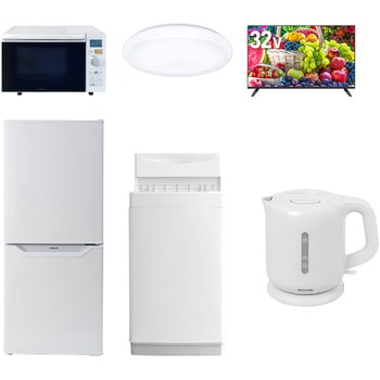 【家電セット】6点セット (6kg洗濯機 106L冷蔵庫 オーブンレンジ シーリングライト 32型液晶テレビ 電気ケトル) YAMAZEN(山善)