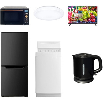 【家電セット】6点セット (6kg洗濯機 106L冷蔵庫 オーブンレンジ シーリングライト 32型液晶テレビ 電気ケトル) YAMAZEN(山善)