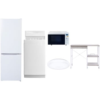 【家電セット】5点セット (6kg洗濯機 157L冷蔵庫 オーブンレンジ シーリングライト レンジラック) YAMAZEN(山善)