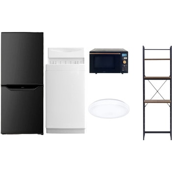 【家電セット】5点セット (6kg洗濯機 106L冷蔵庫 オーブンレンジ シーリングライト 家電収納ラック) YAMAZEN(山善)