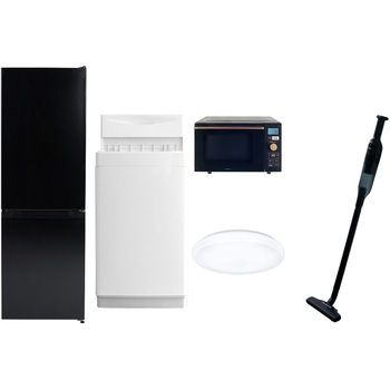 【家電セット】5点セット (6kg洗濯機 157L冷蔵庫 オーブンレンジ シーリングライト 軽量クリーナー) YAMAZEN(山善)