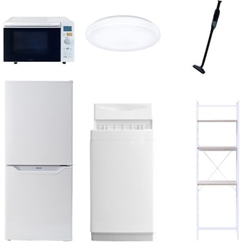 【家電セット】6点セット (6kg洗濯機 106L冷蔵庫 オーブンレンジ シーリングライト 軽量クリーナー 家電収納ラック) YAMAZEN(山善)
