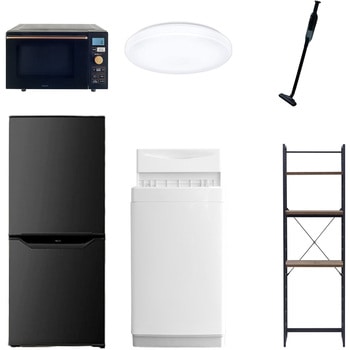 【家電セット】6点セット (6kg洗濯機 106L冷蔵庫 オーブンレンジ シーリングライト 軽量クリーナー 家電収納ラック) YAMAZEN(山善)