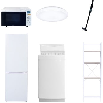 【家電セット】6点セット (6kg洗濯機 157L冷蔵庫 オーブンレンジ シーリングライト 軽量クリーナー 家電収納ラック) YAMAZEN(山善)
