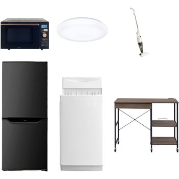 【家電セット】6点セット (6kg洗濯機 106L冷蔵庫 オーブンレンジ シーリングライト スティッククリーナー レンジラック) YAMAZEN(山善)