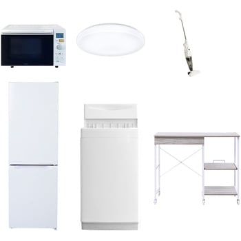 【家電セット】6点セット (6kg洗濯機 157L冷蔵庫 オーブンレンジ シーリングライト スティッククリーナー レンジラック) YAMAZEN(山善)