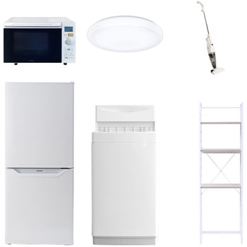 【家電セット】6点セット (6kg洗濯機 106L冷蔵庫 オーブンレンジ シーリングライト スティッククリーナー 家電収納ラック) YAMAZEN(山善)