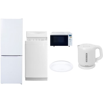 【家電セット】5点セット (6kg洗濯機 157L冷蔵庫 オーブンレンジ シーリングライト 電気ケトル) YAMAZEN(山善)