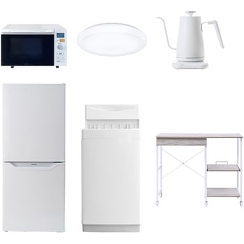 【家電セット】6点セット (6kg洗濯機 106L冷蔵庫 オーブンレンジ シーリングライト 温調ケトル レンジラック) YAMAZEN(山善)