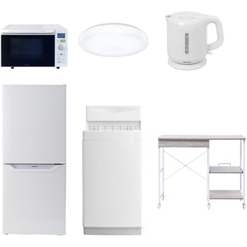 【家電セット】6点セット (6kg洗濯機 106L冷蔵庫 オーブンレンジ シーリングライト 電気ケトル レンジラック) YAMAZEN(山善)