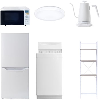 【家電セット】6点セット (6kg洗濯機 106L冷蔵庫 オーブンレンジ シーリングライト 温調ケトル 家電収納ラック) YAMAZEN(山善)