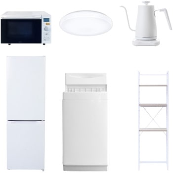 【家電セット】6点セット (6kg洗濯機 157L冷蔵庫 オーブンレンジ シーリングライト 温調ケトル 家電収納ラック) YAMAZEN(山善)