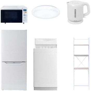 【家電セット】6点セット (6kg洗濯機 106L冷蔵庫 オーブンレンジ シーリングライト 電気ケトル 家電収納ラック) YAMAZEN(山善)