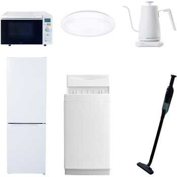 【家電セット】6点セット (6kg洗濯機 157L冷蔵庫 オーブンレンジ シーリングライト 温調ケトル 軽量クリーナー) YAMAZEN(山善)
