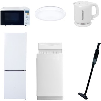【家電セット】6点セット (6kg洗濯機 157L冷蔵庫 オーブンレンジ シーリングライト 電気ケトル 軽量クリーナー) YAMAZEN(山善)