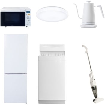 【家電セット】6点セット (6kg洗濯機 157L冷蔵庫 オーブンレンジ シーリングライト 温調ケトル スティッククリーナー) YAMAZEN(山善)
