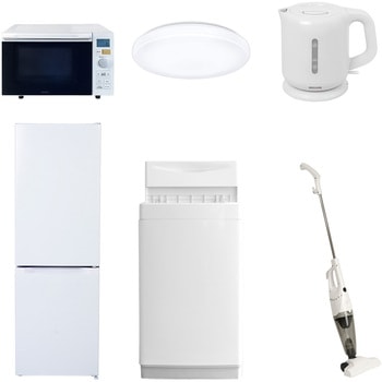【家電セット】6点セット (6kg洗濯機 157L冷蔵庫 オーブンレンジ シーリングライト 電気ケトル スティッククリーナー) YAMAZEN(山善)