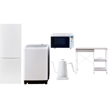 【家電セット】5点セット (8kg洗濯機 173L冷蔵庫 オーブンレンジ 温調ケトル レンジラック) YAMAZEN(山善)