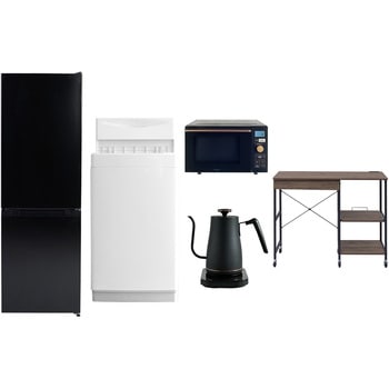 【家電セット】5点セット (6kg洗濯機 157L冷蔵庫 オーブンレンジ 温調ケトル レンジラック) - YAMAZEN(山善)