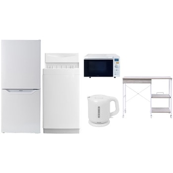 【家電セット】5点セット (6kg洗濯機 106L冷蔵庫 オーブンレンジ 電気ケトル レンジラック) YAMAZEN(山善)