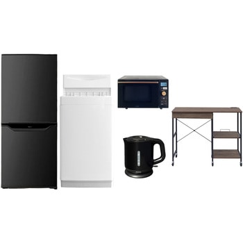 【家電セット】5点セット (6kg洗濯機 106L冷蔵庫 オーブンレンジ 電気ケトル レンジラック) YAMAZEN(山善)