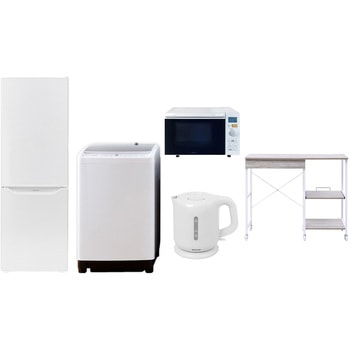 【家電セット】5点セット (8kg洗濯機 173L冷蔵庫 オーブンレンジ 電気ケトル レンジラック) YAMAZEN(山善)