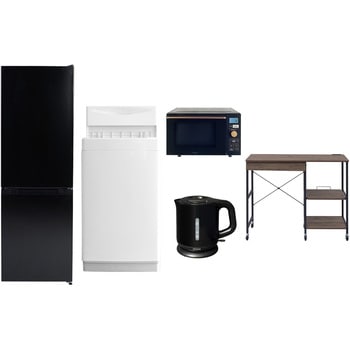 【家電セット】5点セット (6kg洗濯機 157L冷蔵庫 オーブンレンジ 電気ケトル レンジラック) YAMAZEN(山善)