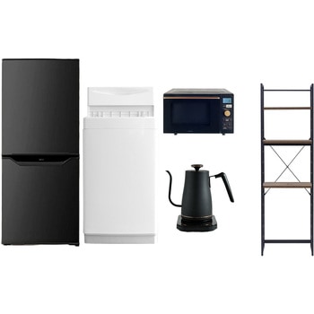 【家電セット】5点セット (6kg洗濯機 106L冷蔵庫 オーブンレンジ 温調ケトル 家電収納ラック) YAMAZEN(山善)