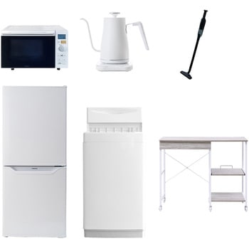 【家電セット】6点セット (6kg洗濯機 106L冷蔵庫 オーブンレンジ 温調ケトル 軽量クリーナー レンジラック) YAMAZEN(山善)