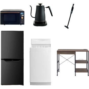 【家電セット】6点セット (6kg洗濯機 106L冷蔵庫 オーブンレンジ 温調ケトル 軽量クリーナー レンジラック) YAMAZEN(山善)