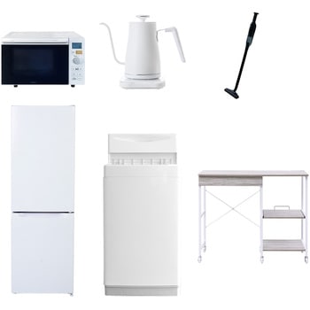 【家電セット】6点セット (6kg洗濯機 157L冷蔵庫 オーブンレンジ 温調ケトル 軽量クリーナー レンジラック) YAMAZEN(山善)