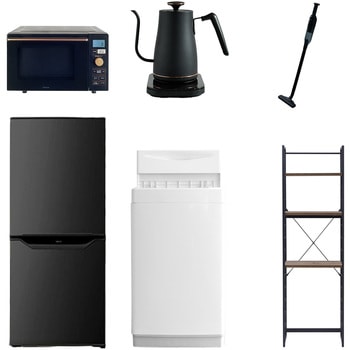 【家電セット】6点セット (6kg洗濯機 106L冷蔵庫 オーブンレンジ 温調ケトル 軽量クリーナー 家電収納ラック) - YAMAZEN(山善)