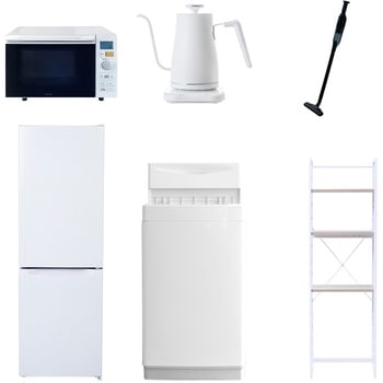 【家電セット】6点セット (6kg洗濯機 157L冷蔵庫 オーブンレンジ 温調ケトル 軽量クリーナー 家電収納ラック) YAMAZEN(山善)