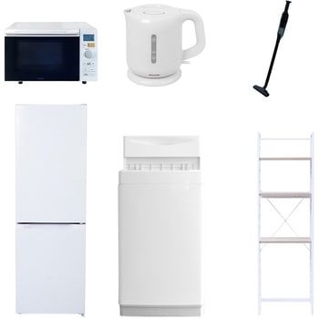 【家電セット】6点セット (6kg洗濯機 157L冷蔵庫 オーブンレンジ 電気ケトル 軽量クリーナー 家電収納ラック) - YAMAZEN(山善)