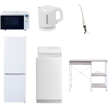 【家電セット】6点セット (6kg洗濯機 157L冷蔵庫 オーブンレンジ 電気ケトル スティッククリーナー レンジラック) YAMAZEN(山善)