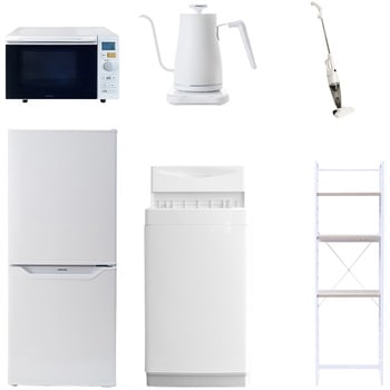 【家電セット】6点セット (6kg洗濯機 106L冷蔵庫 オーブンレンジ 温調ケトル スティッククリーナー 家電収納ラック) YAMAZEN(山善)