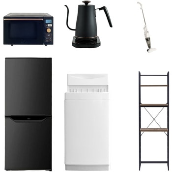 【家電セット】6点セット (6kg洗濯機 106L冷蔵庫 オーブンレンジ 温調ケトル スティッククリーナー 家電収納ラック) YAMAZEN(山善)