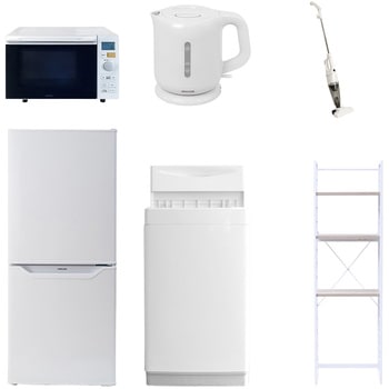 【家電セット】6点セット (6kg洗濯機 106L冷蔵庫 オーブンレンジ 電気ケトル スティッククリーナー 家電収納ラック) YAMAZEN(山善)