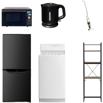 【家電セット】6点セット (6kg洗濯機 106L冷蔵庫 オーブンレンジ 電気ケトル スティッククリーナー 家電収納ラック) YAMAZEN(山善)
