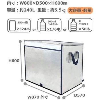 定番～超大型折りたたみ保冷BOX Zシッパー ホワイトバリーン
